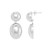 Sterling Silver Rhodium Plated Puffed Oval Double Button Drop Earrings