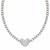 Flat Heart Stationed Chain Necklace in Rhodium Plated Sterling Silver