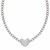 Flat Heart Stationed Chain Necklace in Rhodium Plated Sterling Silver