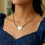 Flat Heart Stationed Chain Necklace in Rhodium Plated Sterling Silver