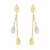 Puffed Teardrop Diamond Cut Dangling Earrings in 14k Two-Tone Gold
