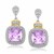 Fancy Cushion Amethyst and Diamond Drop Earrings in 18k Yellow Gold and Sterling Silver (.05cttw)