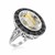 Oval Cross Ring with Rock Crystal, Black Sapphire, and Diamonds in 18K Yellow Gold and Sterling Silver