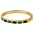 14K Yellow Gold Black And Green Art Deco Hexagon Bangle (6.00 mm)