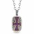 Ruby Accented Cross Motif Rectangular Pendant in 18K Yellow Gold and Sterling Silver