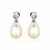 Sterling Silver Earrings with Pear Shaped Freshwater Pearls and Cubic Zirconias