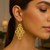 14k Yellow Gold Earrings with Textured Open Circle Motifs