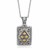 Rectangle Vintage Style Floral Motif Pendant in 18K Yellow Gold and Sterling Silver