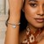 Adjustable Bead Bracelet with Heart Charm and Cubic Zirconias in Sterling Silver