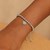 Adjustable Bead Bracelet with Heart Charm and Cubic Zirconias in Sterling Silver