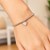 Adjustable Bead Bracelet with Heart Charm and Cubic Zirconias in Sterling Silver