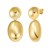 Sterling Silver Yellow Gold Plated Puffed Oval Double Button Drop Earrings