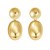 Sterling Silver Yellow Gold Plated Puffed Oval Double Button Drop Earrings
