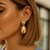Sterling Silver Yellow Gold Plated Puffed Oval Double Button Drop Earrings