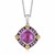 Fancy Necklace with Amethyst Cabochon and Pink Sapphires Pendant in 18K Yellow Gold and Sterling Silver