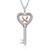 Reversible Heart Key Pendant with Ribbon in 14K Rose Gold & Sterling Silver with Diamond Accents