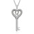Reversible Heart Key Pendant with Ribbon in 14K Rose Gold & Sterling Silver with Diamond Accents