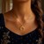 14k Yellow Gold 17 inch Necklace with Domed Moon Motif Pendant