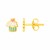 14k Yellow Gold and Enamel Cupcake Stud Earrings