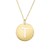 14K Yellow Gold Disc Initial T Pendant