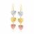 Mesh Heart Chain Dangling Earrings in 14K Tri-Color Gold