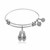 Expandable White Tone Brass Bangle with Enamel Flip Flop Charm Symbol