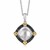 Rock Crystal Cabochon with Black Sapphires Pendant Necklace in 18K Yellow Gold and Sterling Silver