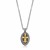 Fancy Oval Framed Fleur De Lis Pendant in 18K Yellow Gold and Sterling Silver