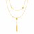 14k Yellow Gold Two Strand Necklace with Polished Circles and Bar Drop