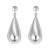 Sterling Silver Rhodium Plated Puffed Teardrop Dangle Earrings