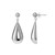 Sterling Silver Rhodium Plated Puffed Teardrop Dangle Earrings