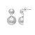 Sterling Silver Rhodium Plated Puffed Round Double Button Drop Earrings