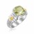 Popcorn Green Amethyst Fleur De Lis Ring in 18K Yellow Gold and Rhodium Plated Sterling Silver