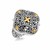 Fancy Hammered Four Leaf Clover Style Ring in 18K Yellow Gold and Sterling Silver