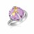 Round Pink Amethyst Bow Design Ring in 18K Yellow Gold and Sterling Silver
