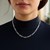 Solid Figaro Chain in 14k White Gold (3.80 mm)