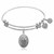 Expandable White Tone Brass Bangle with Basketball Symbol
