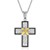 Diamond Cut Cross Pendant in Sterling Silver and 14K Yellow Gold
