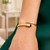 14k Yellow Gold Crossover Style Hinged Bangle Bracelet with Onyx and Diamonds (3.40 mm)