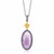 Oval Amethyst Fleur De Lis Pendant in 18k Yellow Gold and Sterling Silver