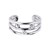 White Cubic Zirconia Embellished Triple Line Style Open Toe Ring in Rhodium Finished Sterling Silver