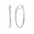 14k White Gold Twist Motif Oval Shape Hoop Earrings