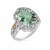 Oval Green Amethyst and Diamond Embellished Fleur De Lis Design Ring in 18k Yellow Gold and Sterling Silver (.03 cttw)