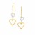 10k Two-Tone Gold Cutout Heart Chain Dangling Earrings