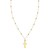 14K Tri Color Gold Beaded Cross Necklace