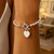 Sterling Silver Rhodium Plated Bead Toggle Heart Bracelet