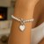 Sterling Silver Rhodium Plated Bead Toggle Heart Bracelet
