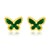 14K Yellow Gold Primavera Malachite Butterfly Stud Earrings