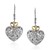 Filigree Heart Earrings with Diamonds in Sterling Silver and 14k Yellow Gold