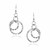 Textured Dual Open Circle Dangling Earrings in Sterling Silver